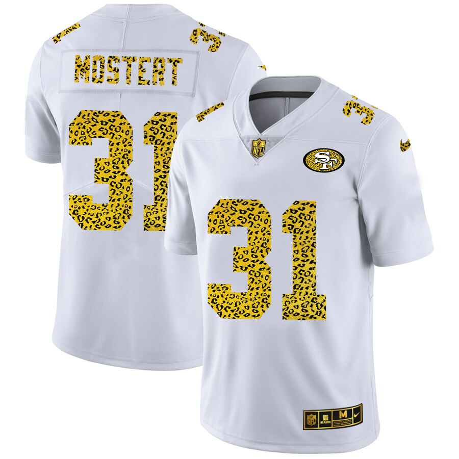 San Francisco 49ers #31 Raheem Mostert Men Nike Flocked Leopard Print Vapor Limited NFL Jersey White->new york jets->NFL Jersey